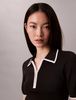 Calvin Klein - Áo len nữ Quarter Zip Classic Polo Shirt
