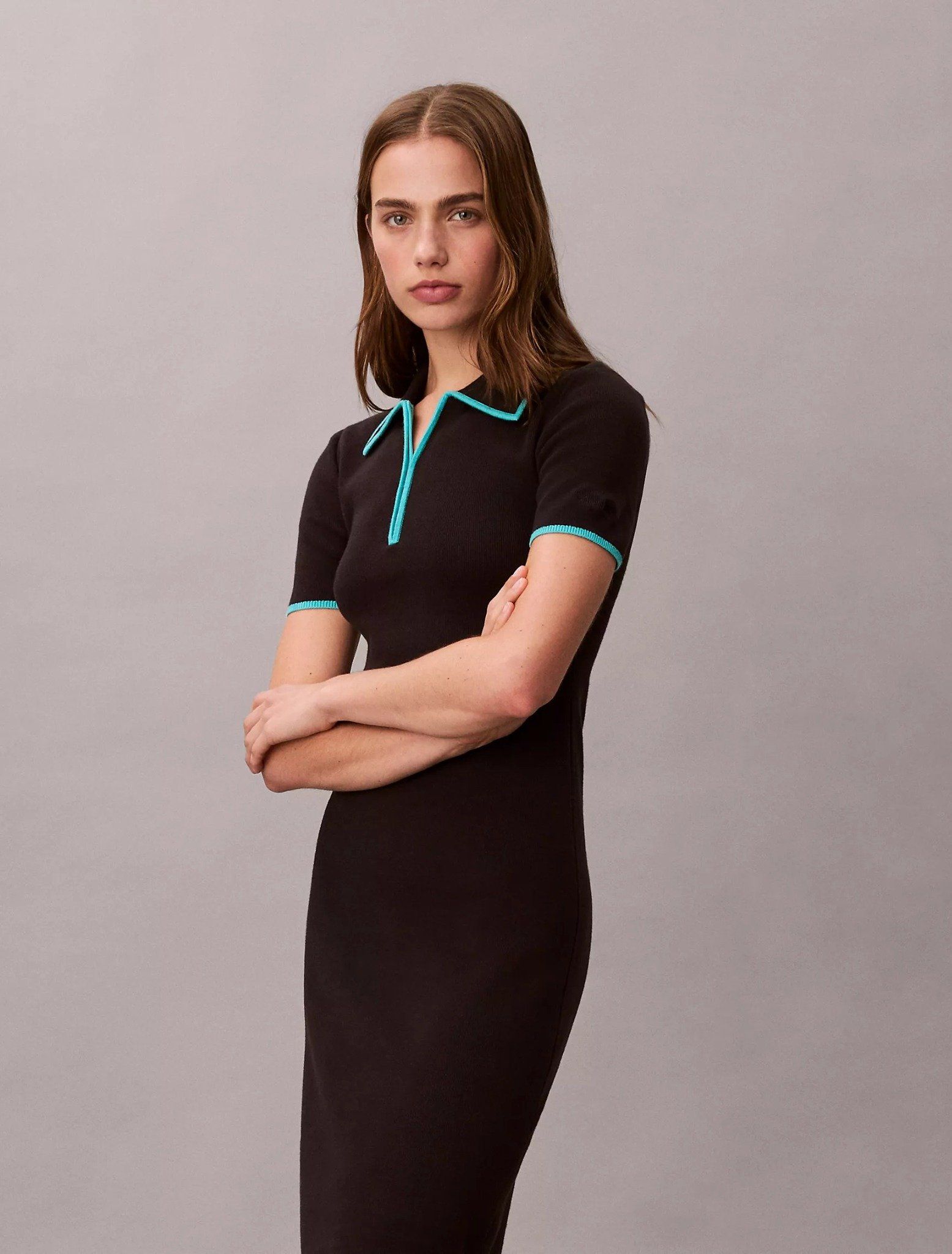 Calvin Klein - Đầm nữ Colorblock Trim Midi Dress