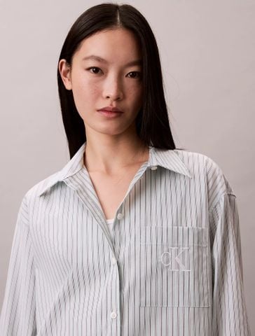 Calvin Klein - Áo sơ mi nữ Yarn-Dyed Stripe Button-Down Shirt - 3