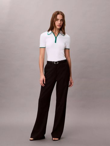 Calvin Klein - Áo len nữ Quarter Zip Classic Polo Shirt - 4