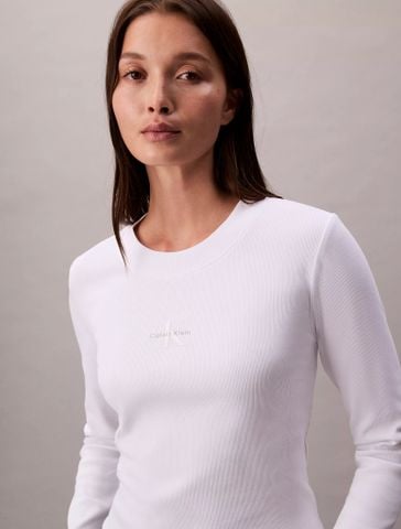 Calvin Klein - Áo thun tay dài nữ Monologo Long Sleeve Baby Tee - 3