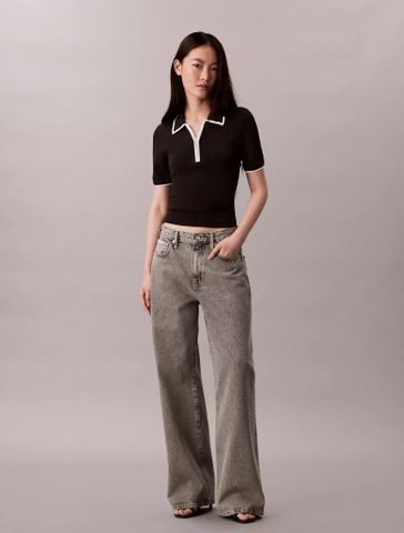 Calvin Klein - Áo len nữ Quarter Zip Classic Polo Shirt - 2