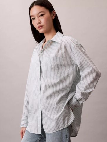 Calvin Klein - Áo sơ mi nữ Yarn-Dyed Stripe Button-Down Shirt - 4