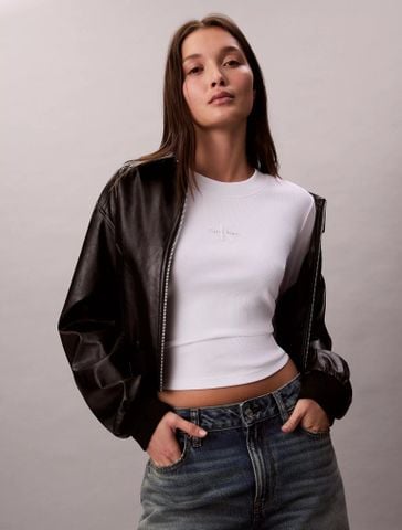 Calvin Klein - Áo thun tay dài nữ Monologo Long Sleeve Baby Tee - 4