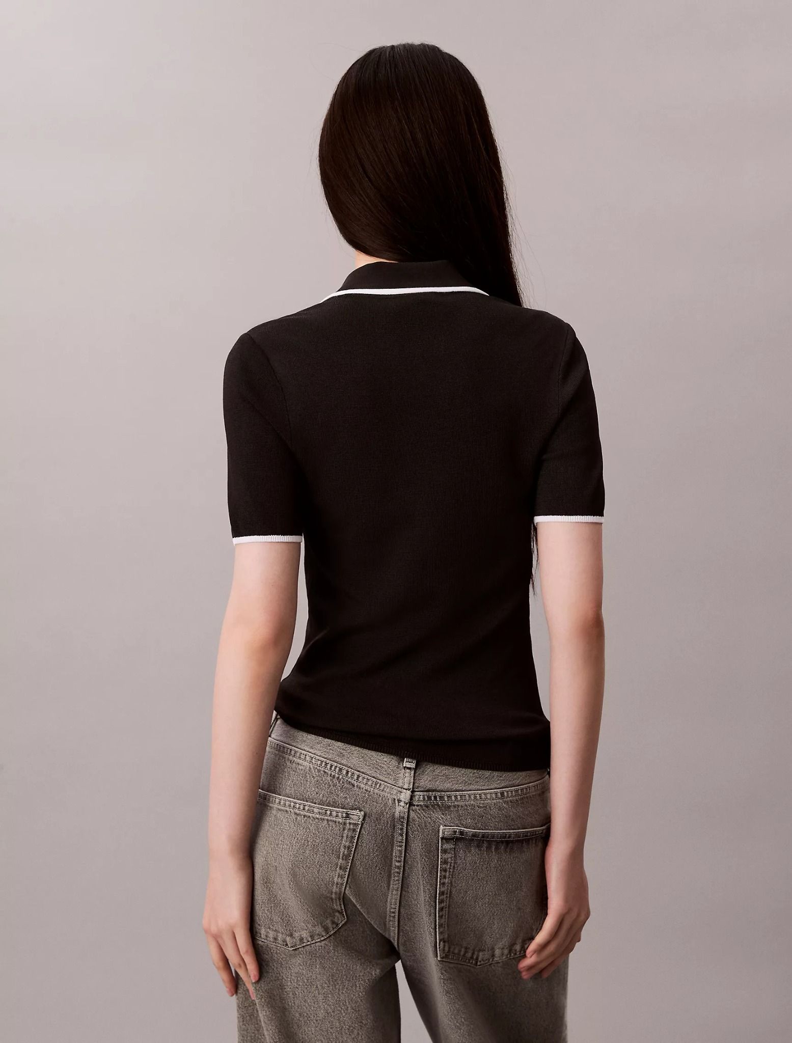 Calvin Klein - Áo len nữ Quarter Zip Classic Polo Shirt