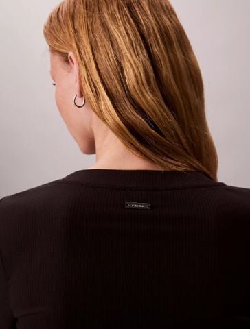 Calvin Klein - Áo tay dài dệt kim nữ Modal Stretch Rib Slim T-Shirt - 4