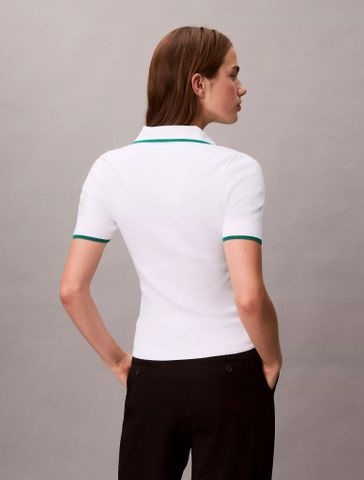 Calvin Klein - Áo len nữ Quarter Zip Classic Polo Shirt