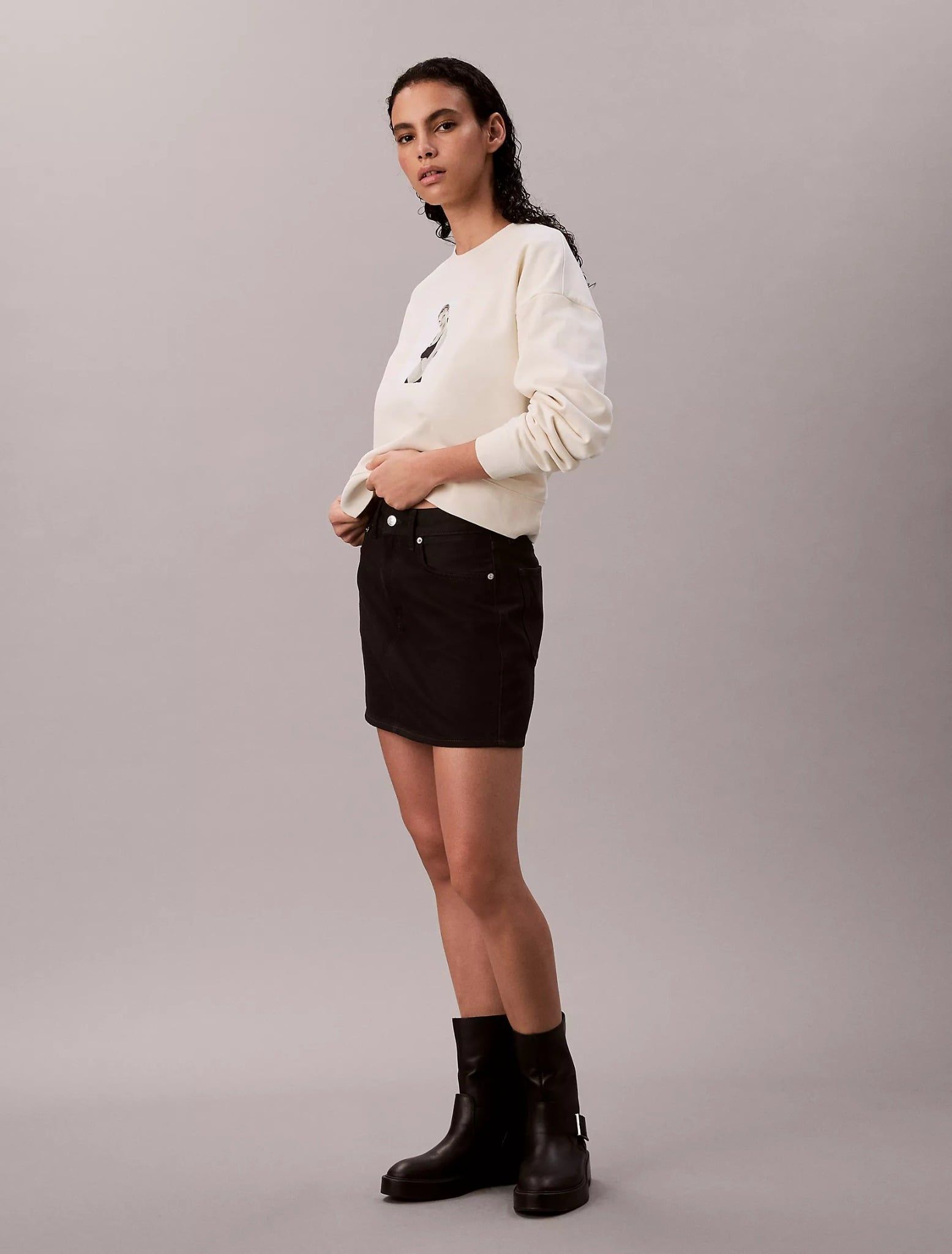 Calvin Klein - Áo lạnh nữ Kate Moss Terry Graphic Relaxed Sweatshirt