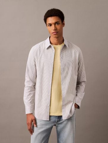 Calvin Klein - Áo sơ mi nam Cotton Stretch Thin Stripe Slim Button-Down Shirt