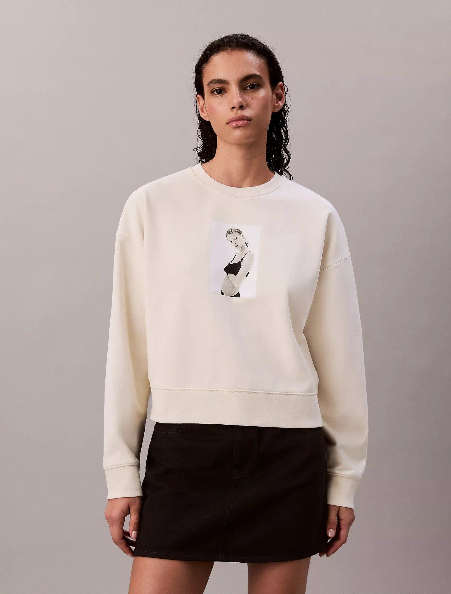 Calvin Klein - Áo lạnh nữ Kate Moss Terry Graphic Relaxed Sweatshirt