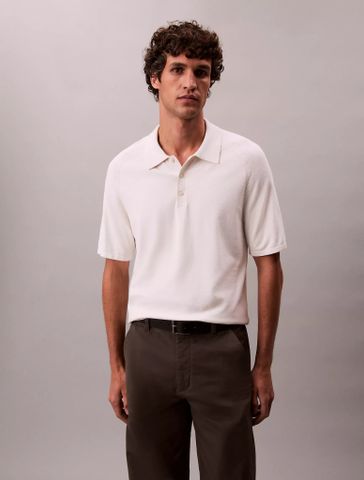 Calvin Klein - Áo len nam Tech Knit Sweater Polo Shirt