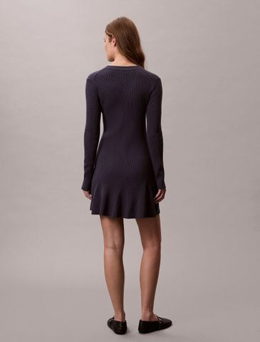 Calvin Klein - Đầm dệt kim nữ Cotton Knit Long Sleeve Mini Dress - 4