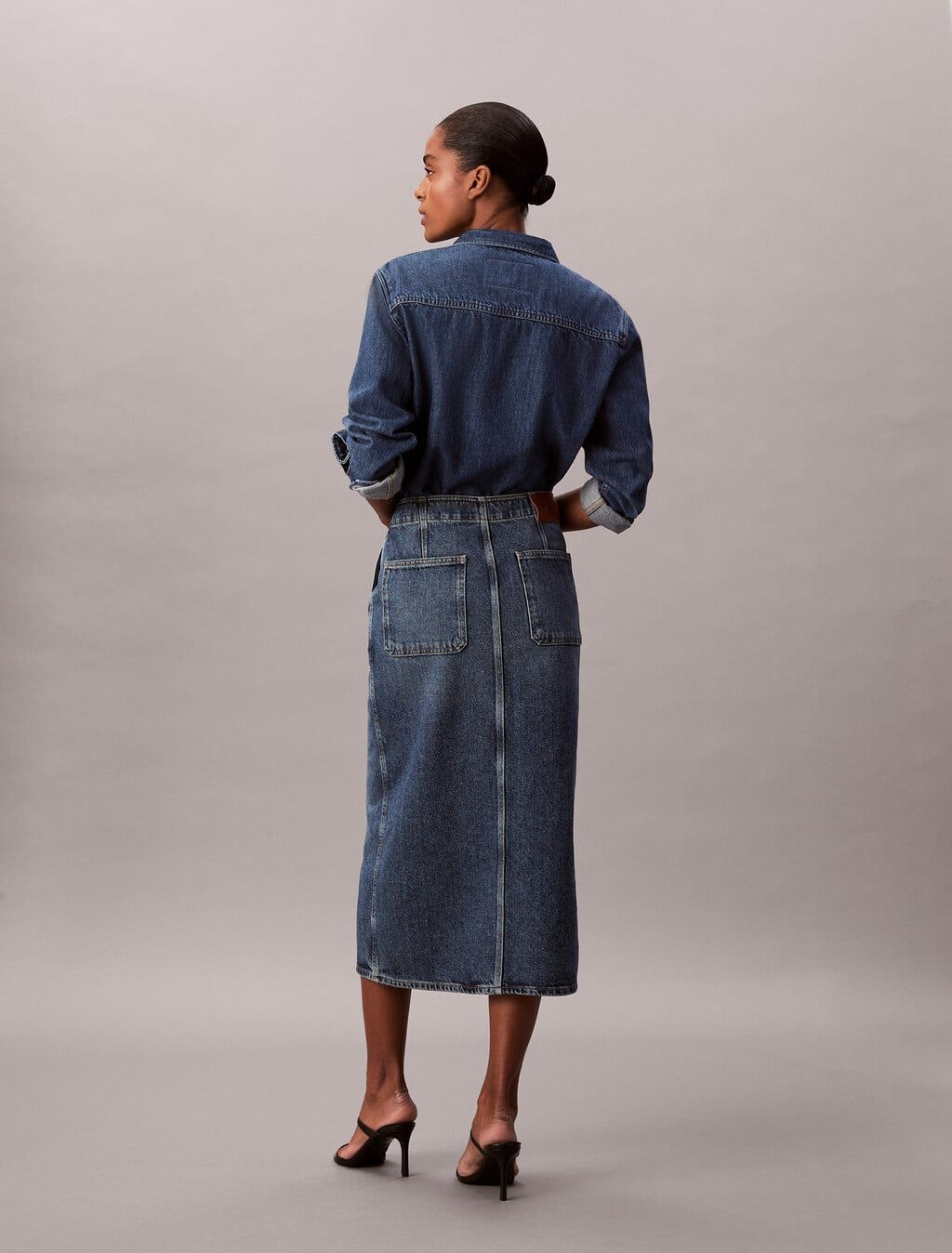 Calvin Klein - Váy jeans nữ Denim Carpenter Maxi Skirt