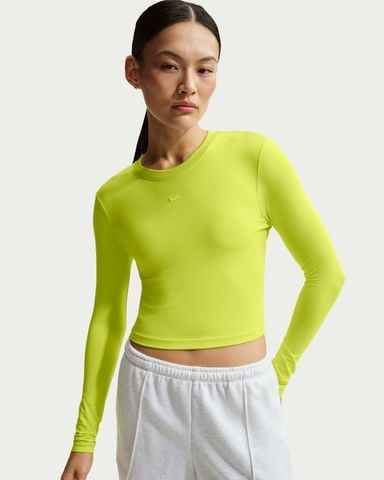 Nike - Áo tay dài thể thao Nữ Chill Knit Women's Slim Long-Sleeve Cropped Top