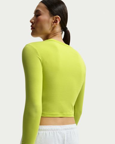 Nike - Áo tay dài thể thao Nữ Chill Knit Women's Slim Long-Sleeve Cropped Top