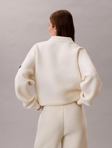 Calvin Klein - Áo Thun Có Cổ Nữ Long Sleeve Scuba Oversized Polo Top