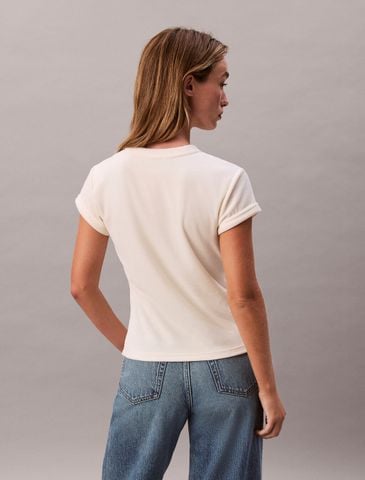 Calvin Klein - Áo Thun Tay Ngắn Nữ Velour Embossed Logo Graphic Slim T-Shirt