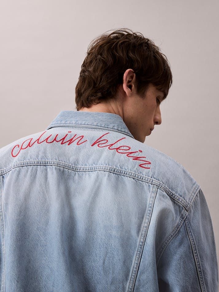 Calvin Klein - Áo khoác jeans nam Chain Stitch Logo 90s Trucker Jacket