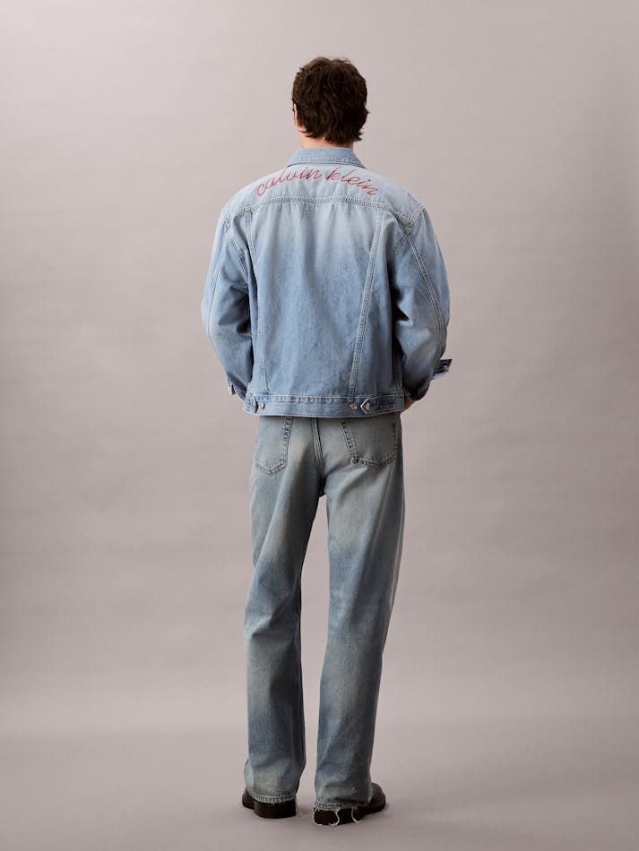 Calvin Klein - Áo khoác jeans nam Chain Stitch Logo 90s Trucker Jacket