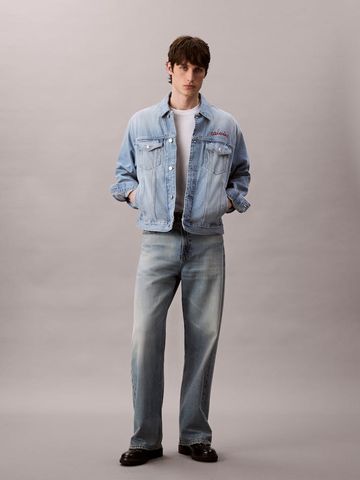 Calvin Klein - Áo khoác jeans nam Chain Stitch Logo 90s Trucker Jacket - 4
