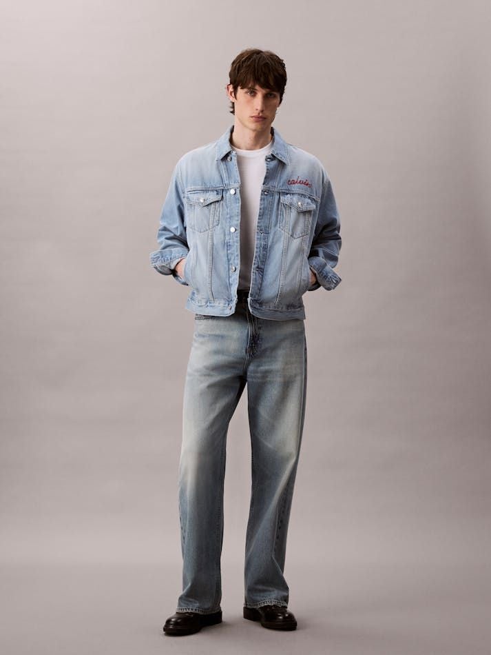 Calvin Klein - Áo khoác jeans nam Chain Stitch Logo 90s Trucker Jacket