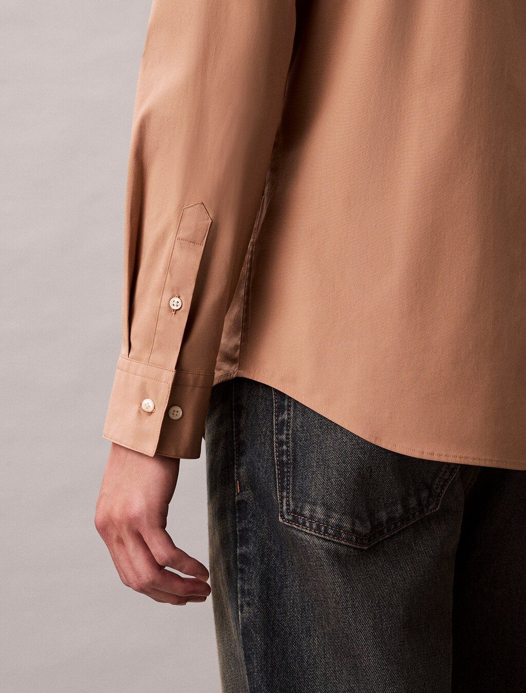 Calvin Klein - Áo sơ mi tay dài nam Slim Stretch Poplin Shirt