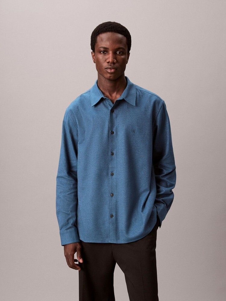 Calvin Klein - Áo sơ mi tay dài nam Melange Flannel Relaxed Button-Down Shirt