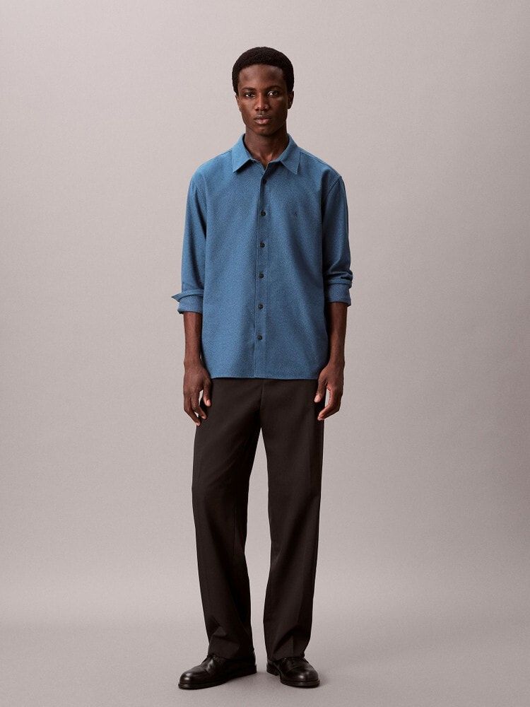 Calvin Klein - Áo sơ mi tay dài nam Melange Flannel Relaxed Button-Down Shirt
