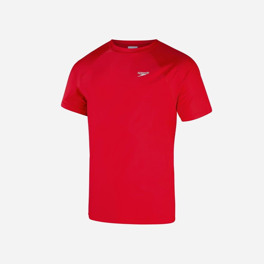 Speedo - Áo bơi tay ngắn chống nắng nam Essential Swim Tee Am Red Swimming