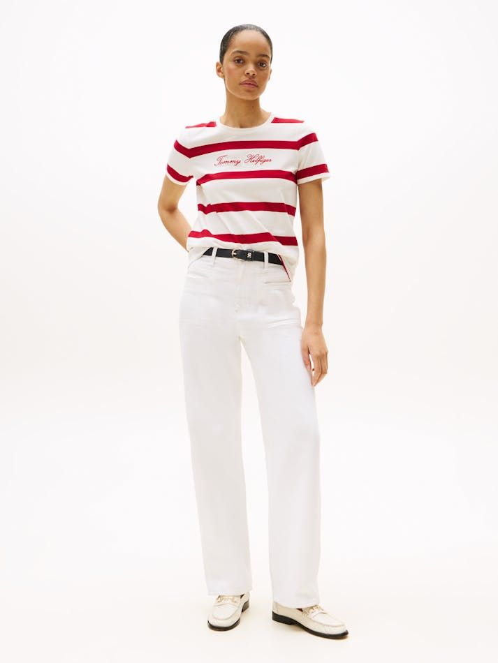 Tommy Hilfiger - Áo thun tay ngắn nữ Logo Embroidery Crew Neck T-Shirt