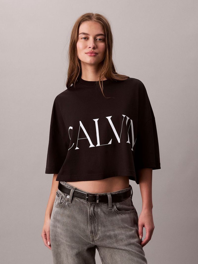 Calvin Klein - Áo thun thời trang nữ CK Cropped Graphic Tee