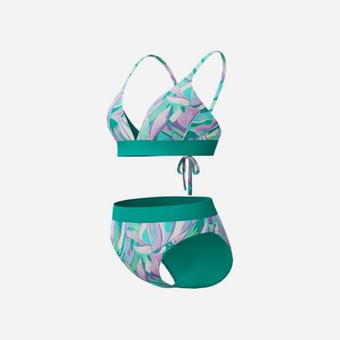 Speedo - Đồ bơi bikini nữ Printed Banded Triangle 2PC Blue Green Two Piece