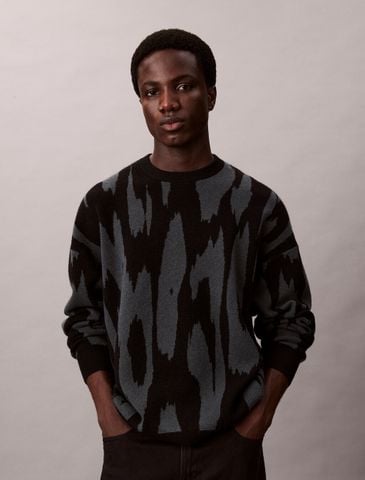 Calvin Klein - Áo len tay dài nam Print Jacquard Relaxed Sweater