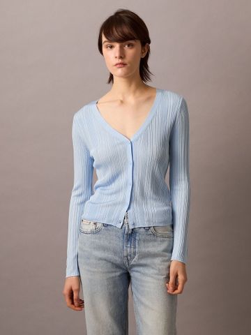 Calvin Klein - Áo khoác len tay dài nữ Shiny Viscose Rib Cardigan