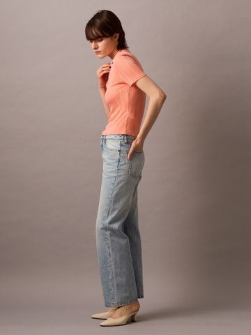 Calvin Klein - Áo polo tay ngắn nữ Pointelle Slim Polo Shirt - 4