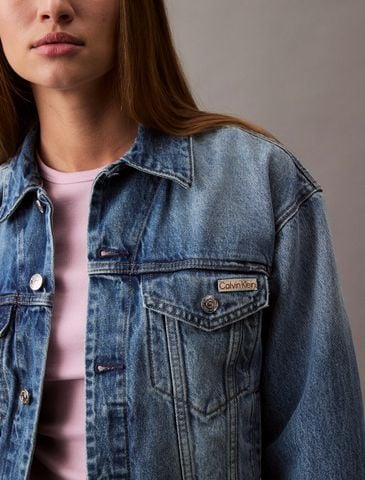 Calvin Klein - Áo khoác jeans nữ 90's Denim Jacket Gold Dust - 3