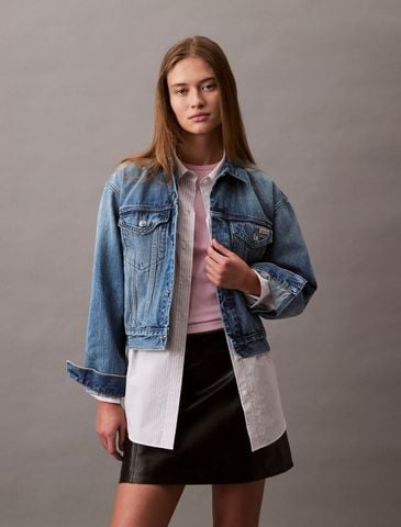 Calvin Klein - Áo khoác jeans nữ 90's Denim Jacket Gold Dust