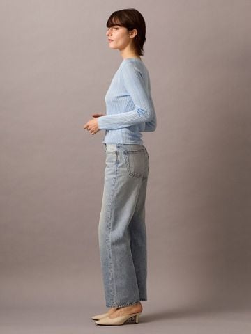 Calvin Klein - Áo khoác len tay dài nữ Shiny Viscose Rib Cardigan - 4