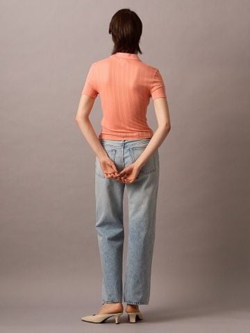 Calvin Klein - Áo polo tay ngắn nữ Pointelle Slim Polo Shirt - 3