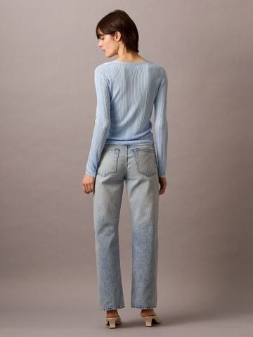 Calvin Klein - Áo khoác len tay dài nữ Shiny Viscose Rib Cardigan - 3