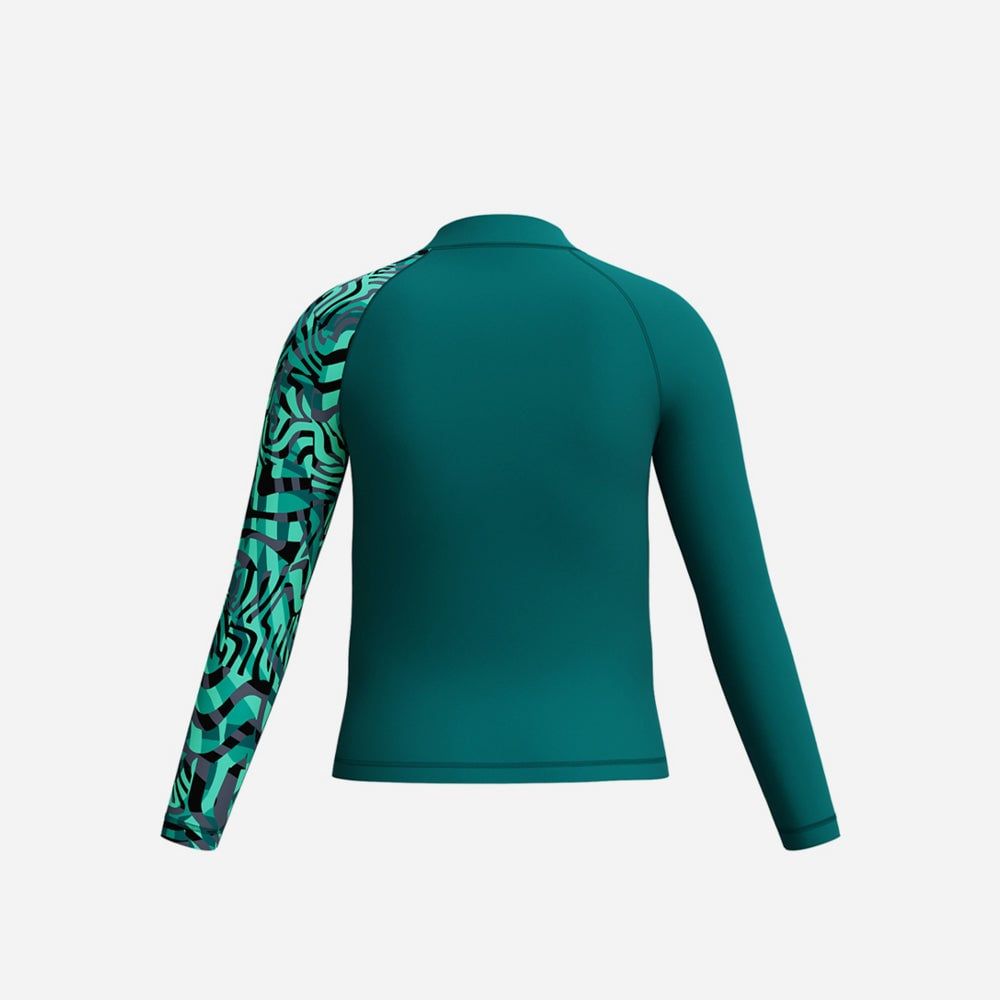 Speedo - Áo bơi tay dài chống nắng bé trai Digital Long Sleeves Rash Top Green Uv Shirt