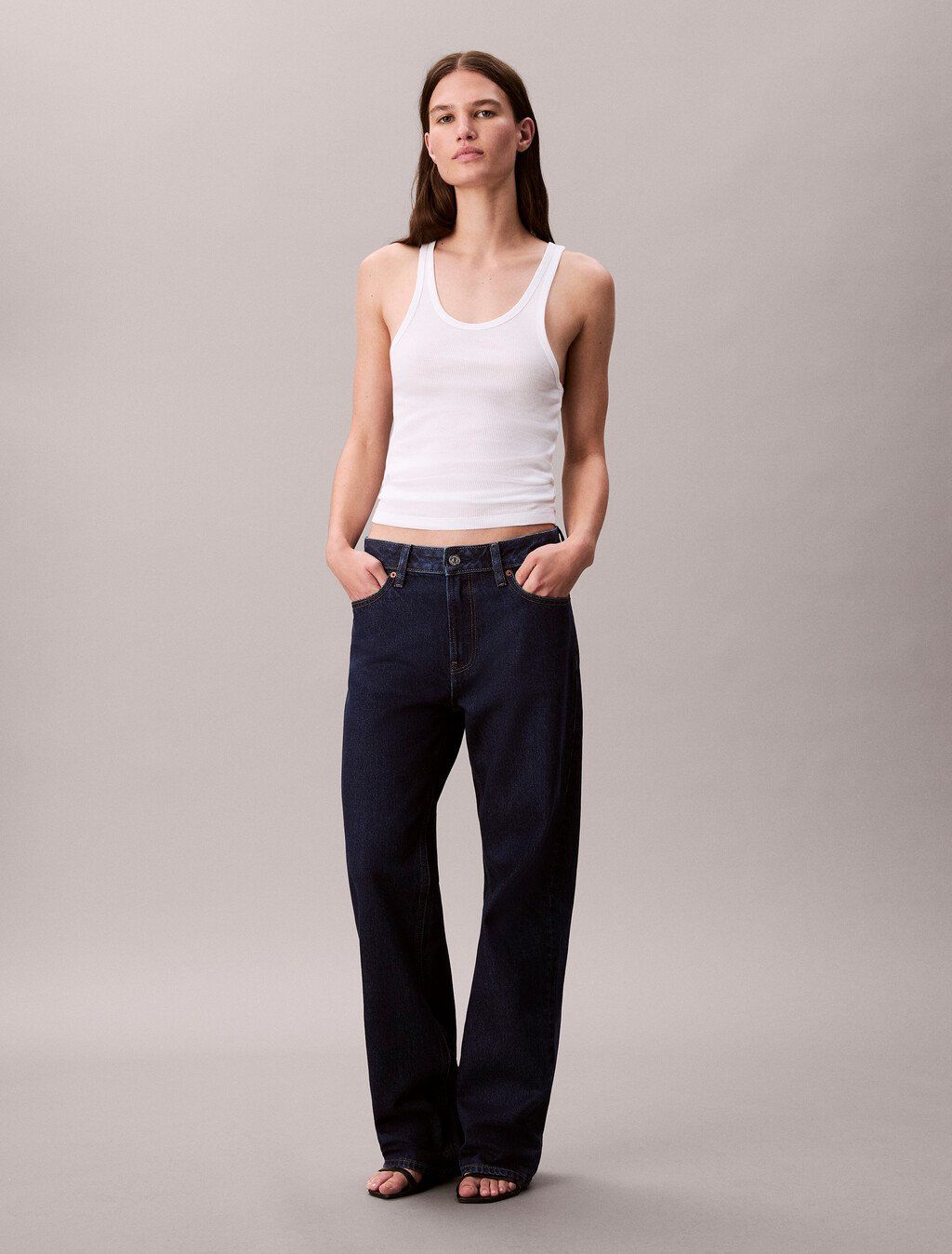 Calvin Klein - Quần jeans ống đứng nữ Signature 90s Straight Jeans