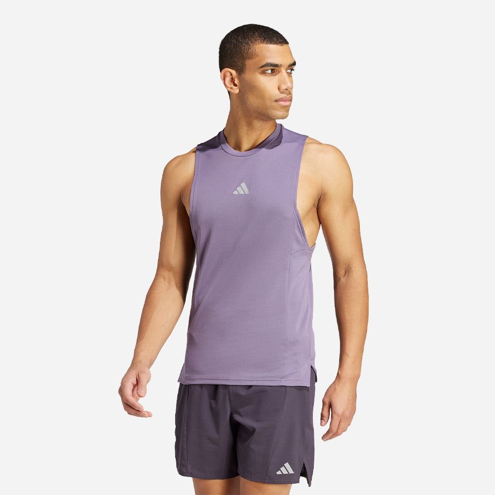 adidas - Áo thun ba lỗ Nam Men's Adidas Designed For Training Workout Heat.Rdy Tank Top - Purple