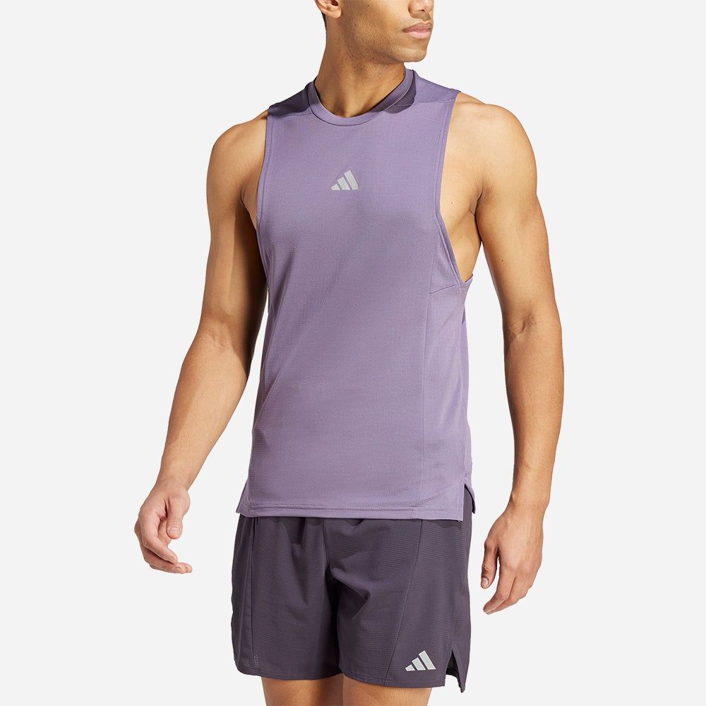 adidas - Áo thun ba lỗ Nam Men's Adidas Designed For Training Workout Heat.Rdy Tank Top - Purple