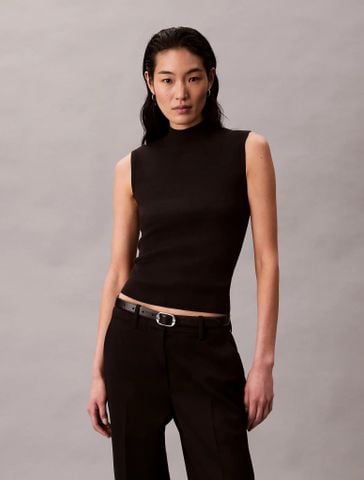 Calvin Klein - Áo nỉ ba lỗ nữ CK Premium Sleeveless Mockneck