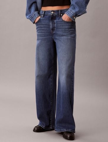 Calvin Klein - Quần Jean Dài Nữ The Wide Leg Shore Road 37.5