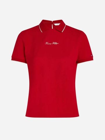 Tommy Hilfiger - Áo polo tay ngắn nữ TH Script Regular Slim Polo