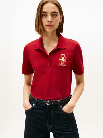 Tommy Hilfiger - Áo thun có cổ polo tay ngắn nữ Crest Embroidery Regular Fit Polo Shirt