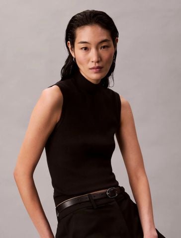 Calvin Klein - Áo nỉ ba lỗ nữ CK Premium Sleeveless Mockneck
