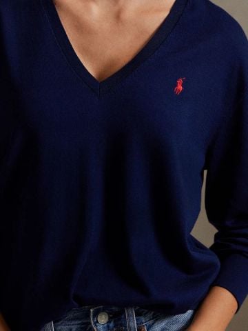 Ralph Lauren - Áo Len Nữ Cotton V-Neck Sweater